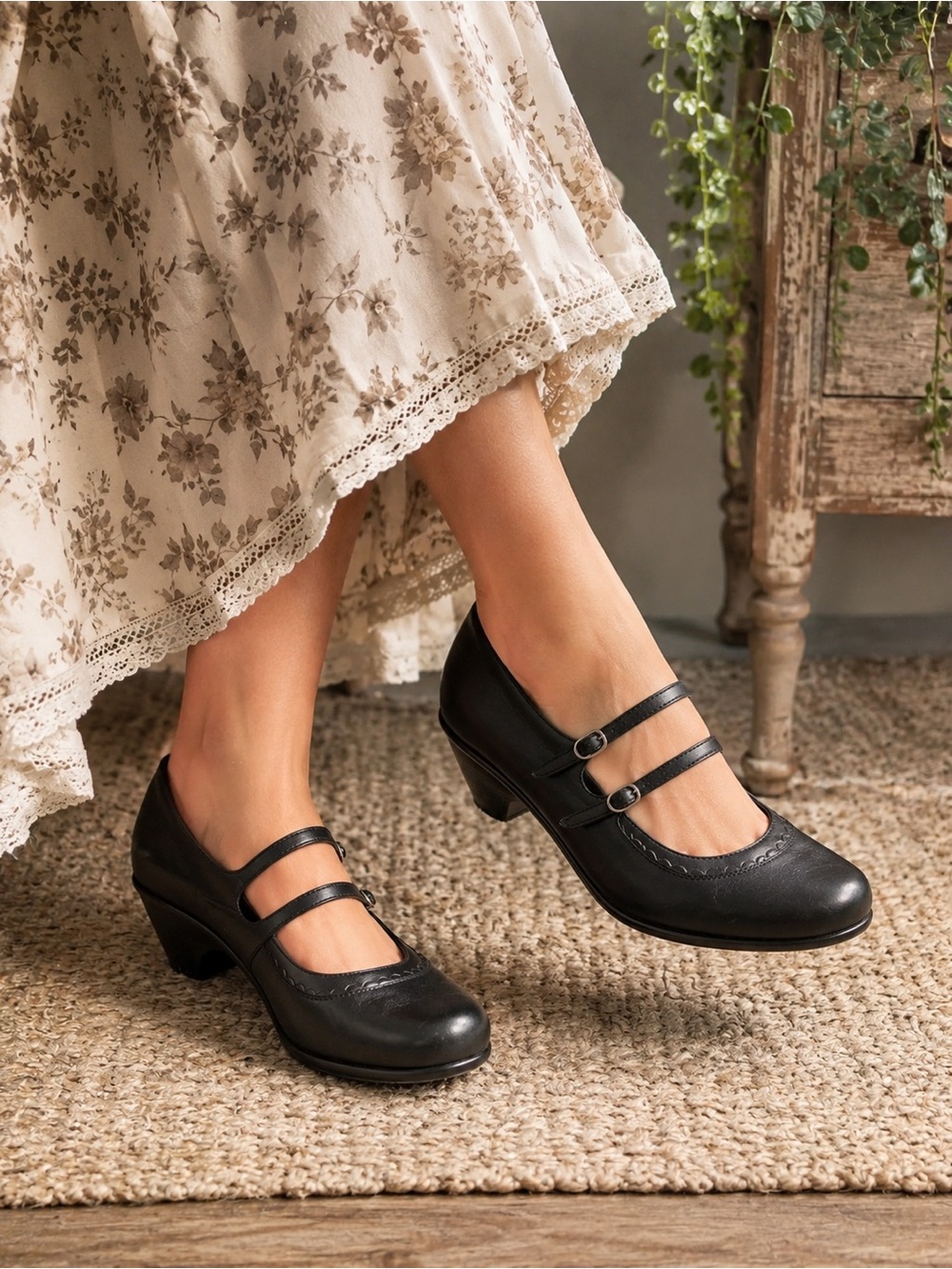 Dansko Babette Josie Black Leather Mary Jane Heels SZ 10.5 Double Strap Comfort